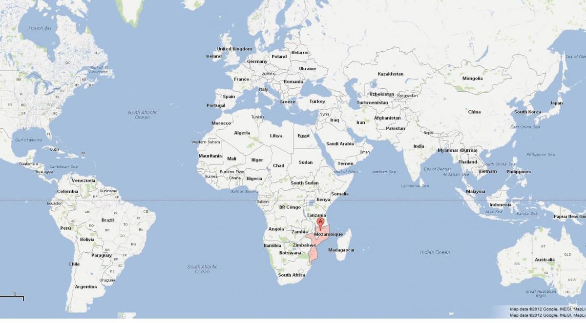 Mozambique lokasi di peta dunia