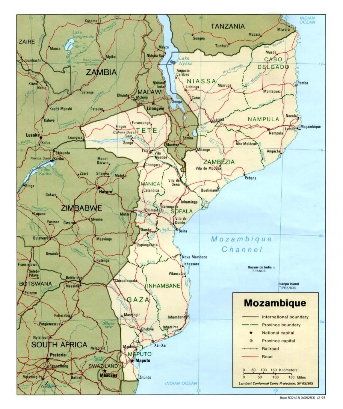peta Mozambique peta terperinci